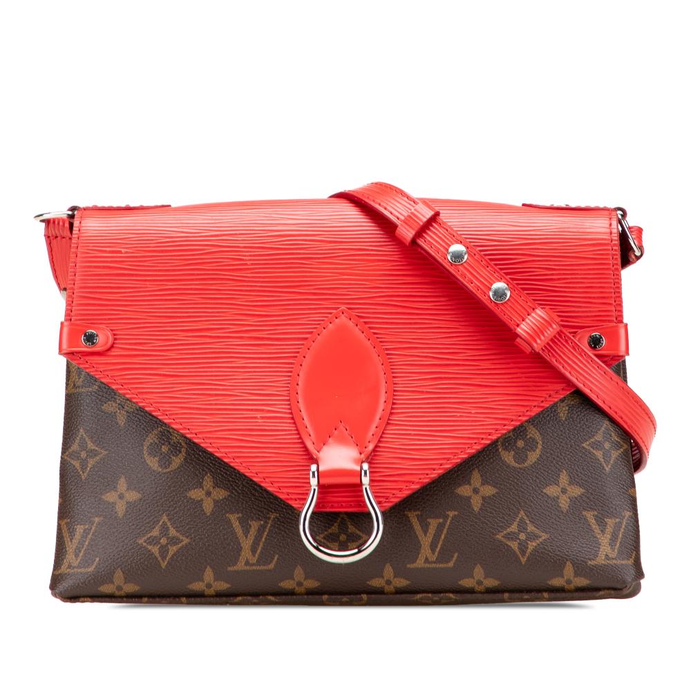 Louis Vuitton B Louis Vuitton Brown with Red Monogram Canvas Canvas Monogram Epi Saint Michel Spain