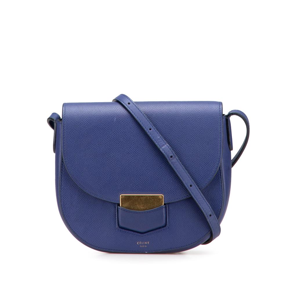 Celine B Celine Blue Calf Leather Small Grained skin Trotteur Crossbody Italy