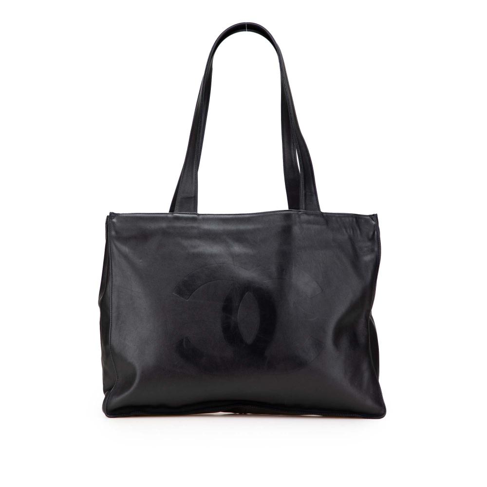 Chanel B Chanel Black Lambskin Leather Leather CC Lambskin Tote France