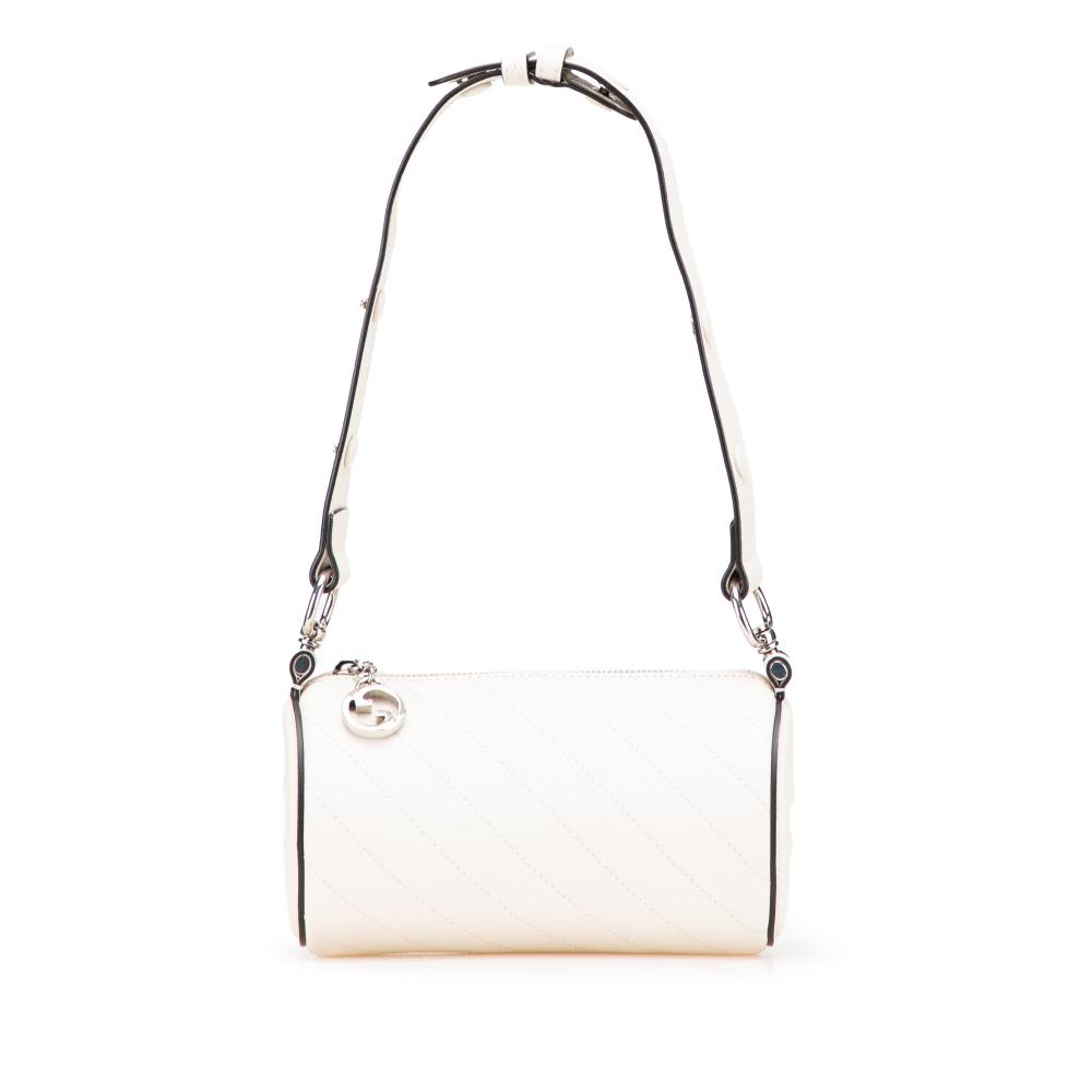 Gucci AB Gucci White Ivory Calf Leather Mini Blondie Barrel Shoulder Bag Italy