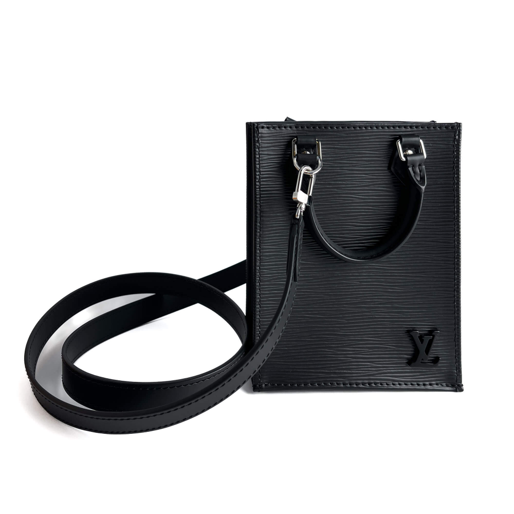 Louis Vuitton Petit Sac Plat Petit Epi Leather Tote Handbag Black
