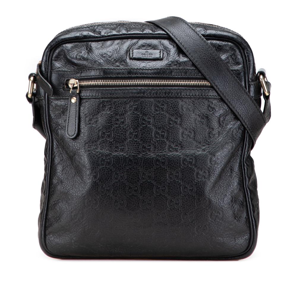 Gucci B Gucci Black Calf Leather Guccissima Crossbody Italy