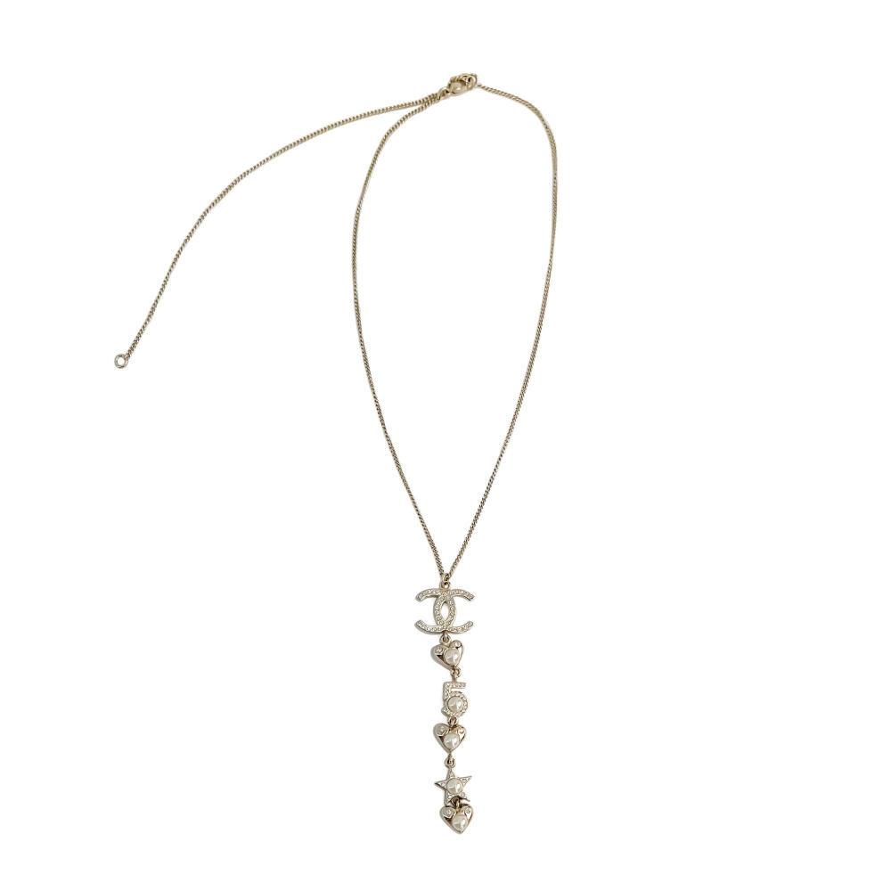 Chanel Crystal Pearls CC Metal & Faux Pearls Pedant