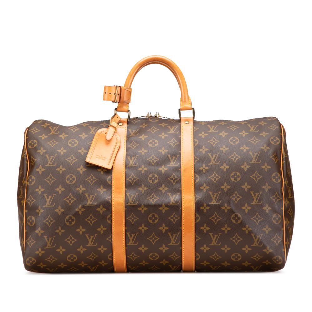 Louis Vuitton B Louis Vuitton Brown Monogram Canvas Fabric Monogram Keepall 50 France