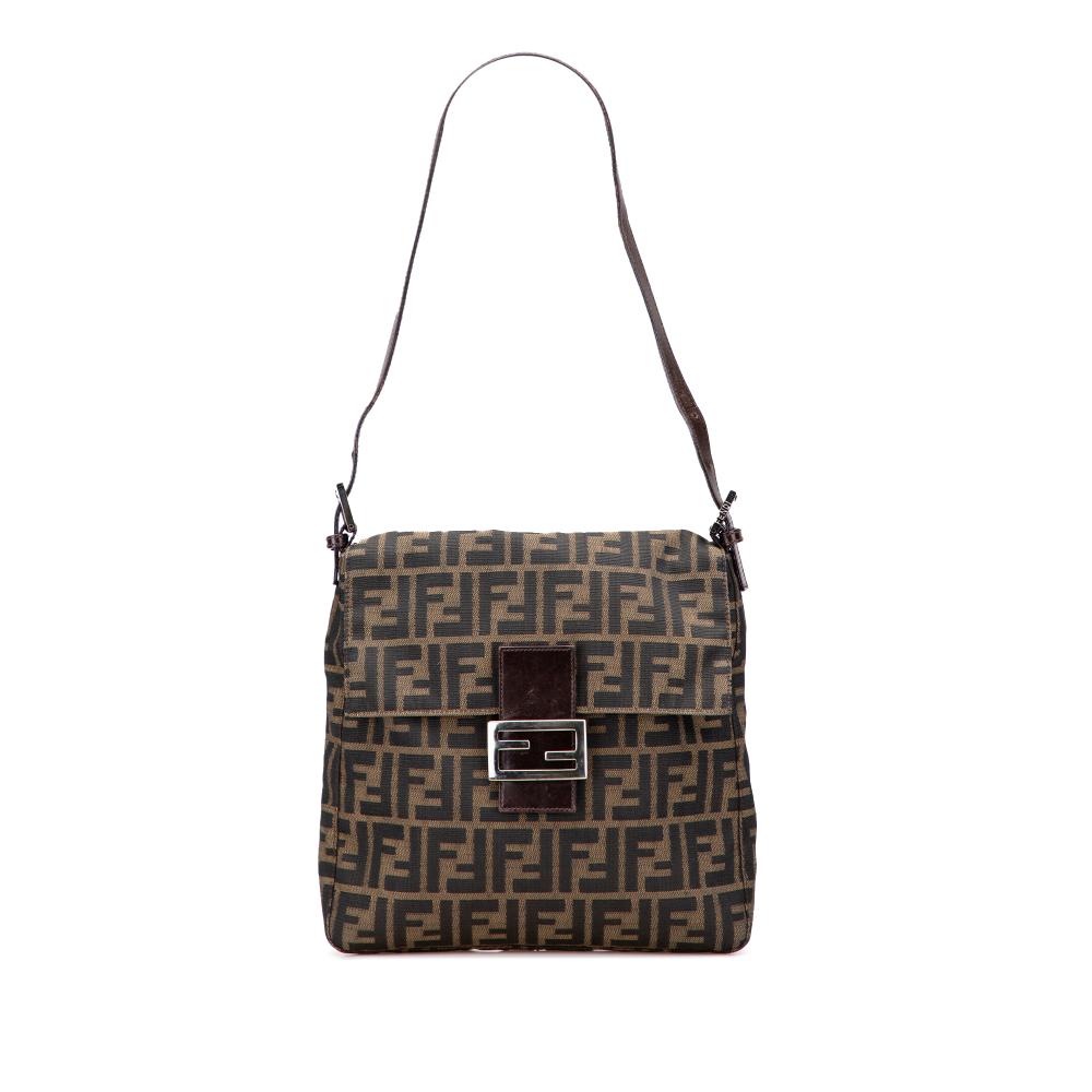 Fendi B Fendi Brown Canvas Fabric Zucca Shoulder Bag Italy