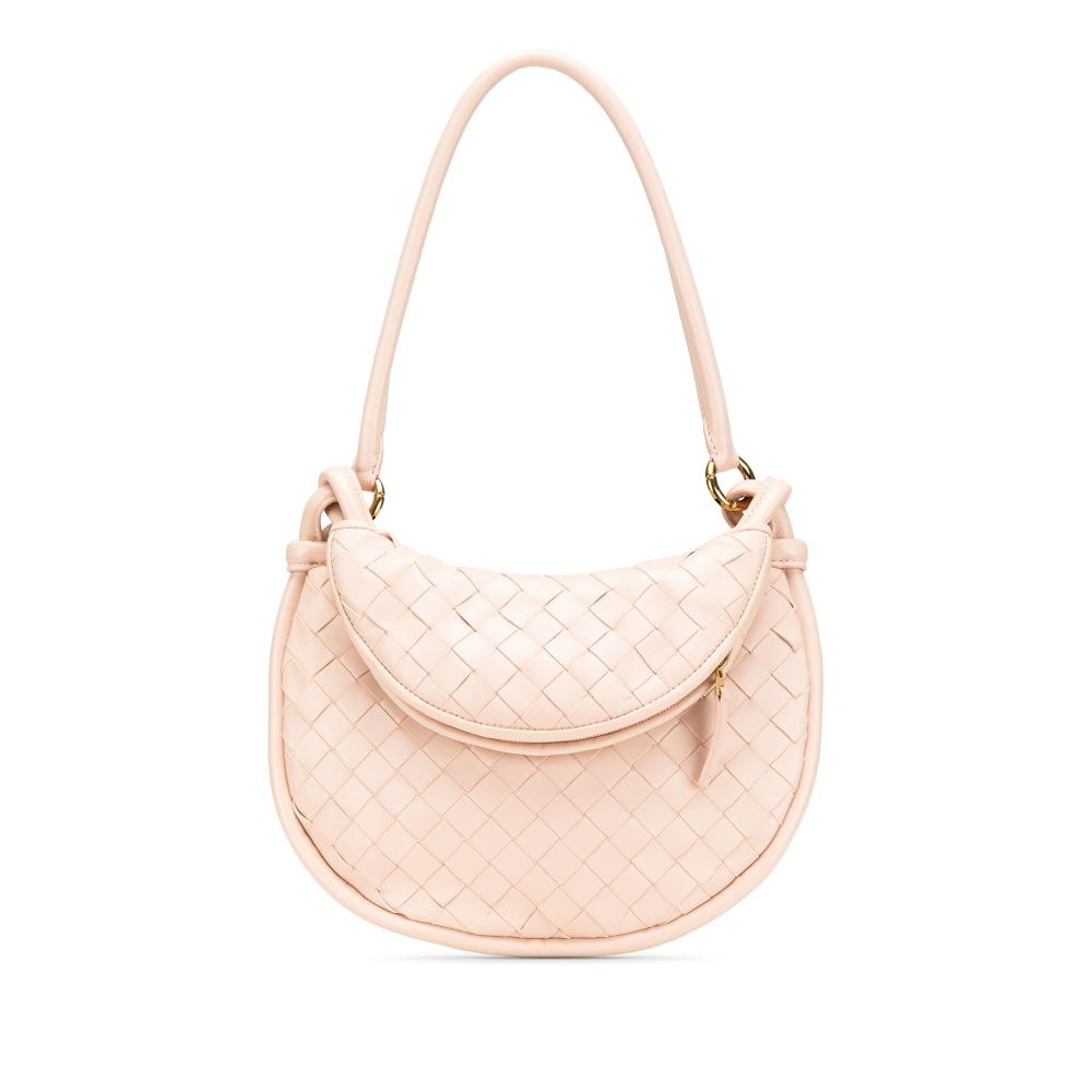Bottega Veneta AB Bottega Veneta Pink Light Pink Nappa Leather Leather Small Nappa Intrecciato Gemelli Hobo Italy