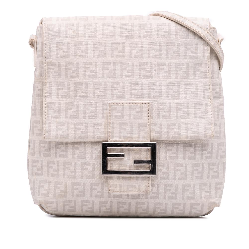 Fendi B Fendi White Off White Canvas Fabric Zucchino Mama Forever Crossbody Italy