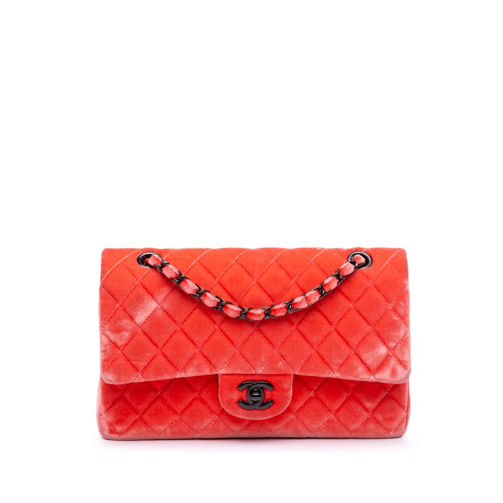 Chanel B Chanel Red Velvet Fabric Medium Classic Double Flap France