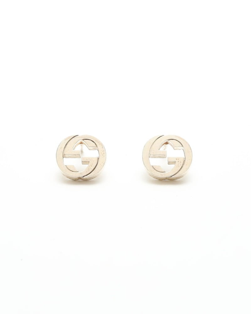 Gucci Interlocking G Silver Studs Earrings