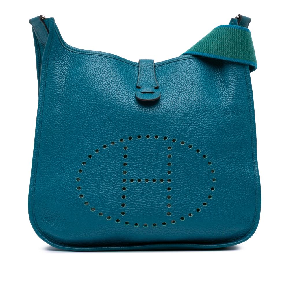 Hermès B Hermès Blue Calf Leather Clemence Evelyne III 33 France