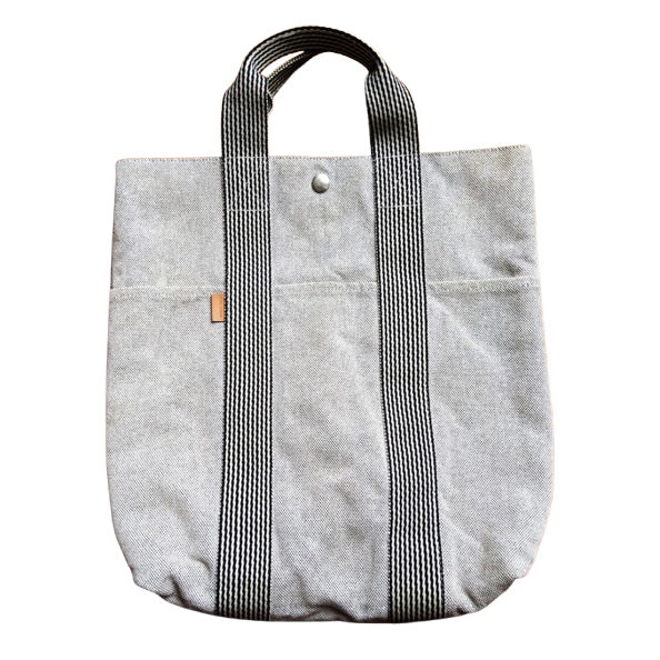 Hermès Taschen-Tote-Bag aus hellgrau meliertem Canvas