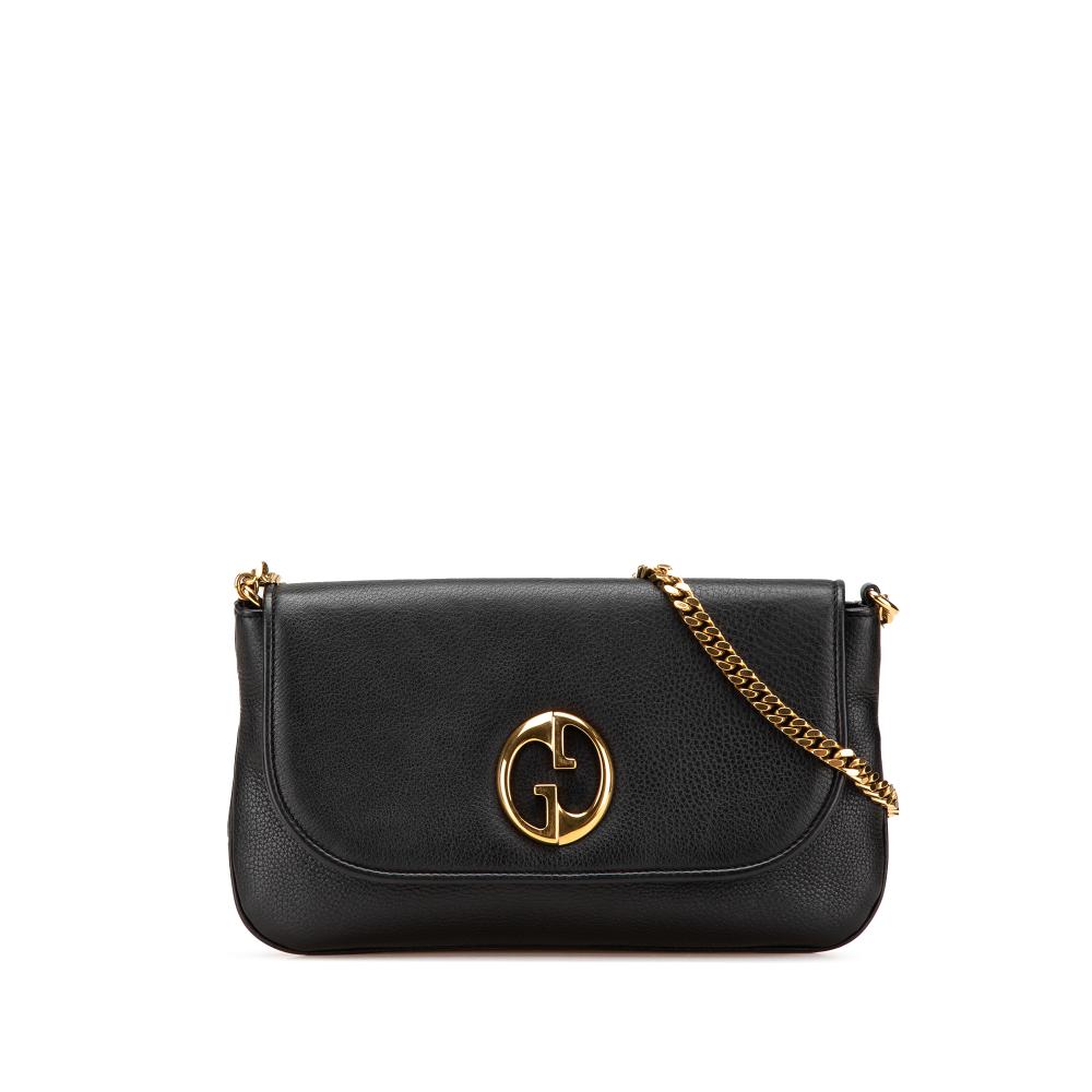 Gucci B Gucci Black Calf Leather Medium 1973 Chain Shoulder Bag Italy