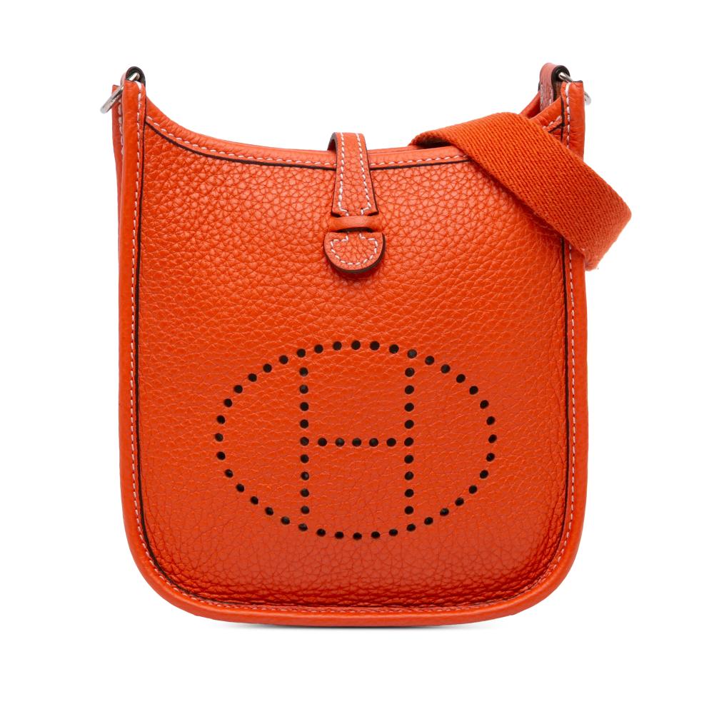 Hermès AB Hermès Orange Dark Orange Calf Leather Clemence Evelyne TPM 16 France