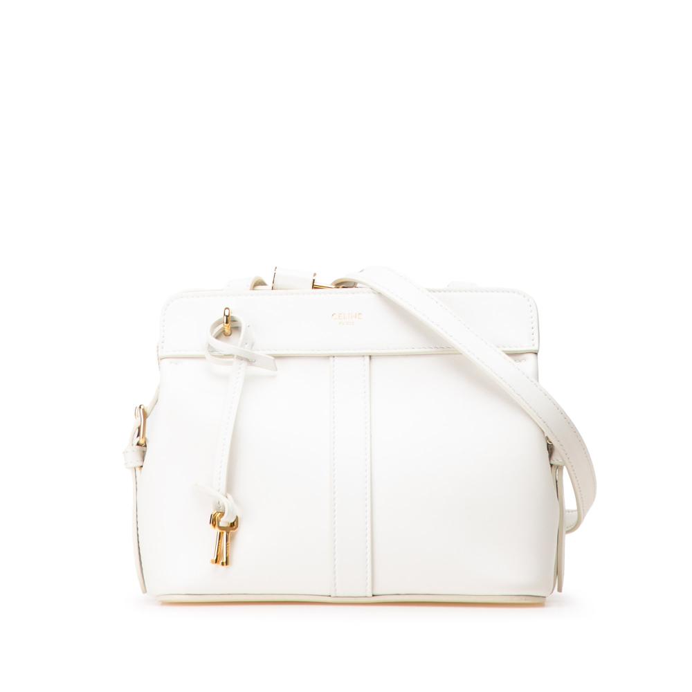 Celine B Celine White Calf Leather Teen Cabas De France Crossbody Italy