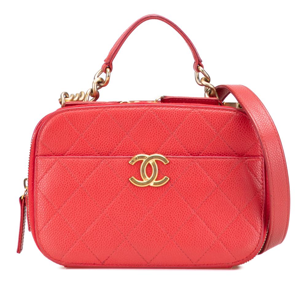 Chanel B Chanel Red Caviar Leather Leather Small Quilted Caviar Top Handle Camera Bag Italy