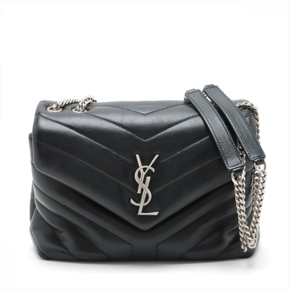 Saint Laurent Loulou Small Chevron Quited Leather 2-Ways Envelope Bag Black