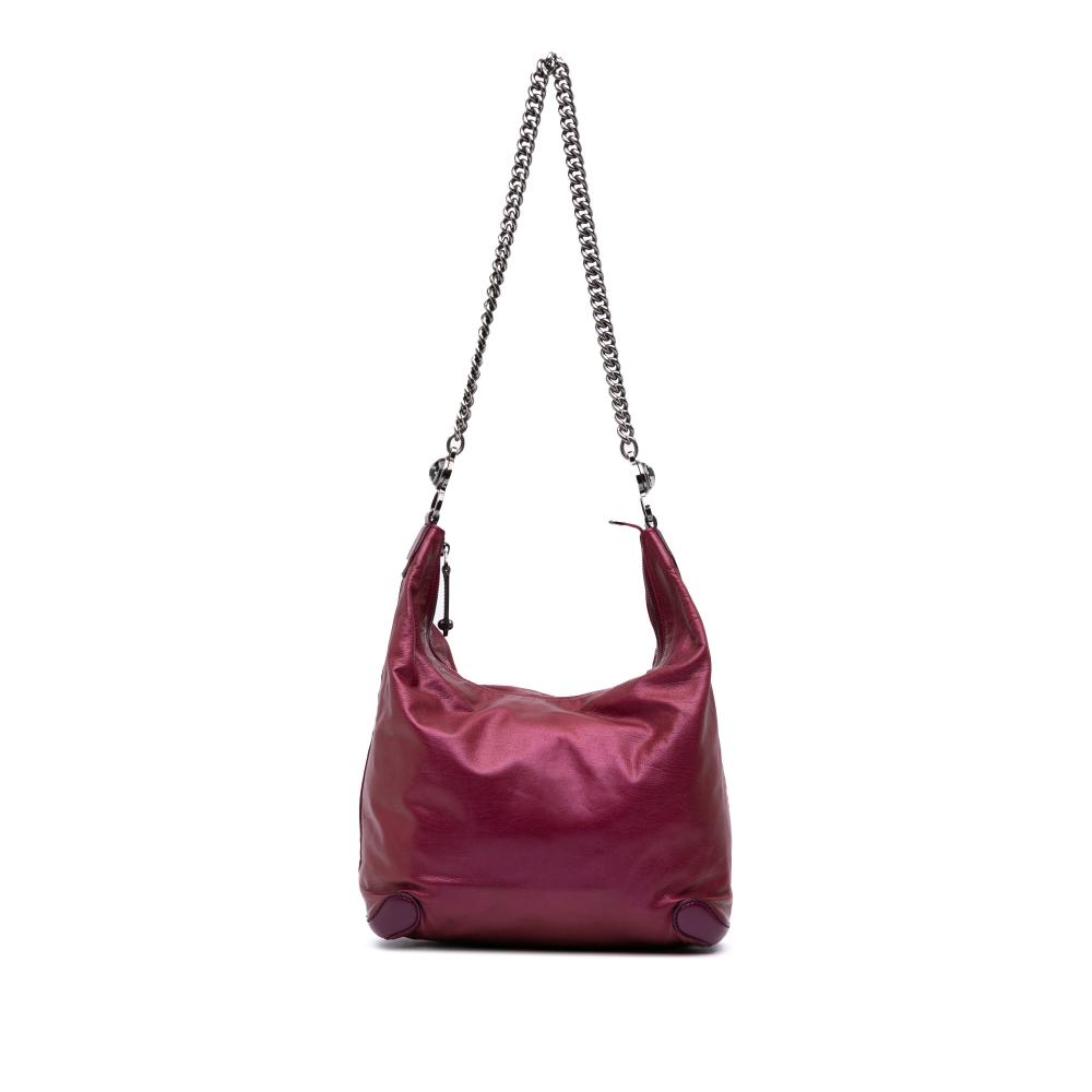 Gucci B Gucci Purple Magenta Calf Leather Medium Metallic Galaxy Chain Shoulder Bag Italy