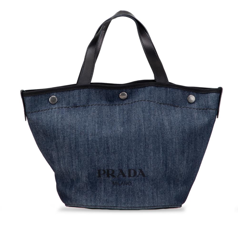 Prada B Prada Blue Denim Denim Fabric Logo Satchel Italy