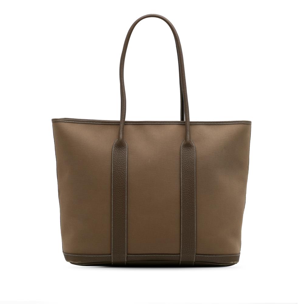 Hermès B Hermès Brown Light Brown Canvas Fabric Toile and Negonda Garden Party 36 France