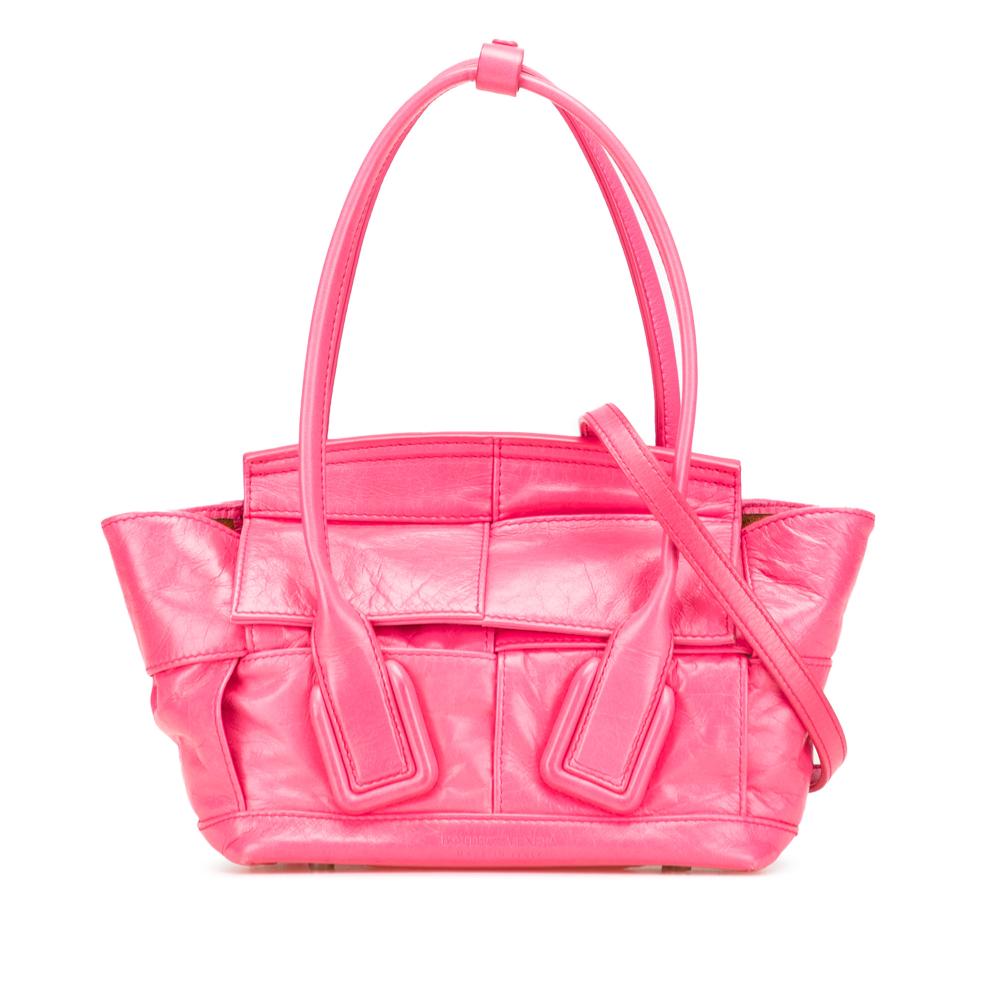 Bottega Veneta B Bottega Veneta Pink Hot Pink Calf Leather Mini Paper skin Intrecciato Arco Satchel Italy