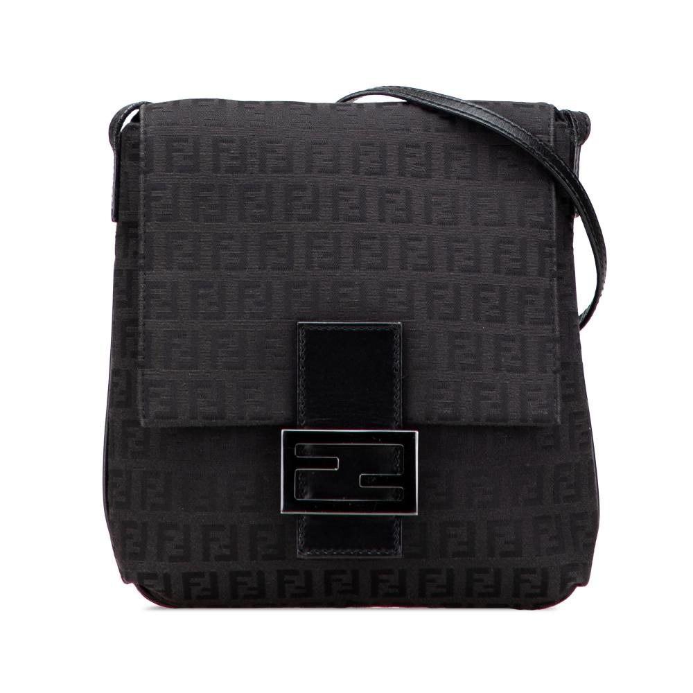 Fendi B Fendi Black Canvas Fabric Zucchino Crossbody Italy