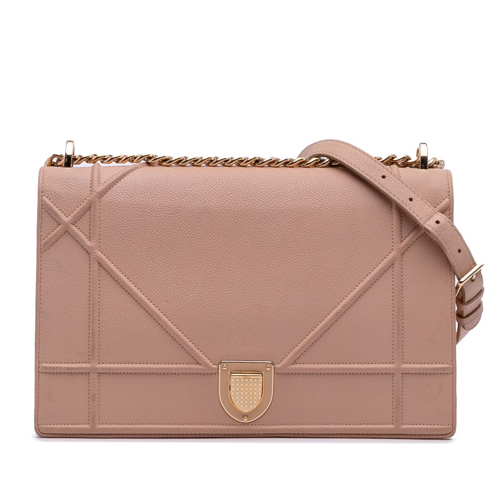 Christian Dior B Dior Pink Calf Leather Medium Grained skin Diorama Flap Italy