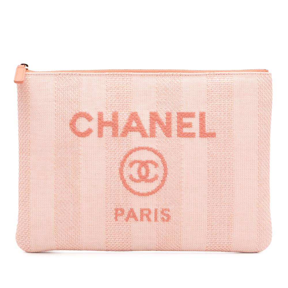 Chanel AB Chanel Pink Light Pink Tweed Fabric Medium Deauville O Case Italy