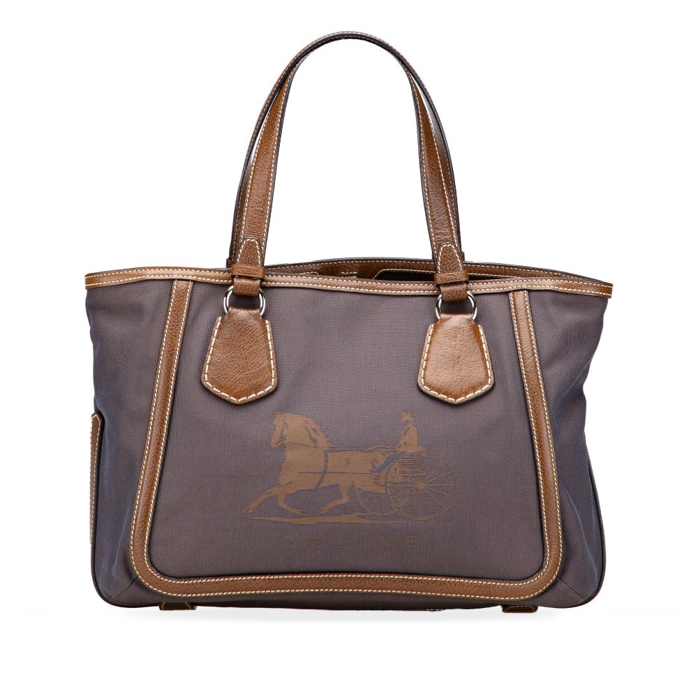 Celine B Celine Brown Canvas Fabric Carriage Tote China