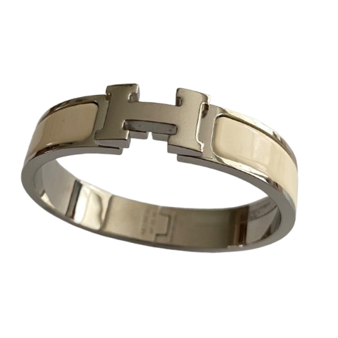 Hermès Bracelet Hermès Clic étroit H Crème avec émail argenté PM France