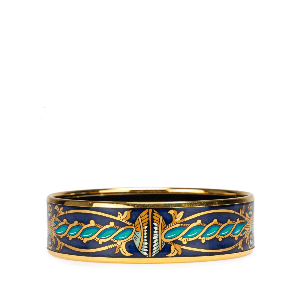 Hermès B Hermès Blue Dark Blue Enamel Other Wide Cloisonne Bangle 65 Austria
