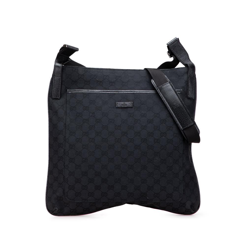 Gucci B Gucci Black Canvas Fabric GG Crossbody Italy