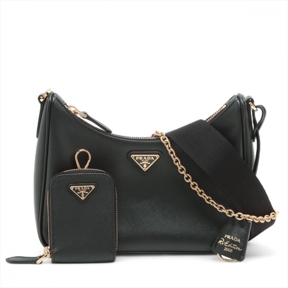 Prada Re-Edition 2005 Leather Pouch Crossbody Black