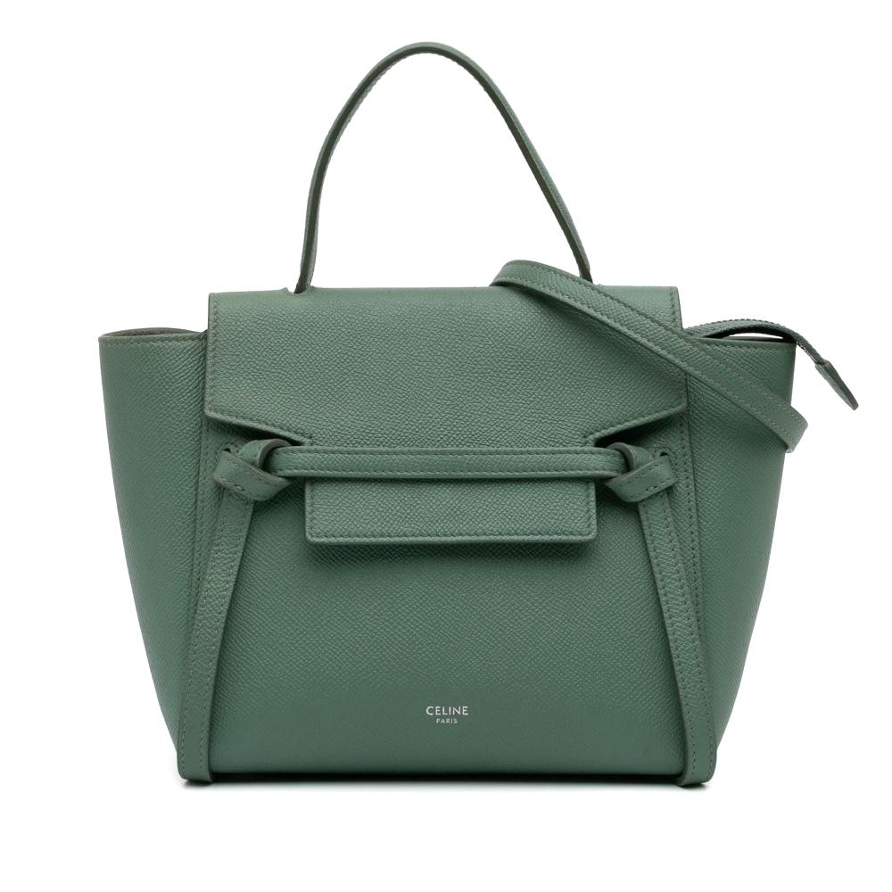 Celine B Celine Green Calf Leather Nano Grained skin Belt Bag Italy