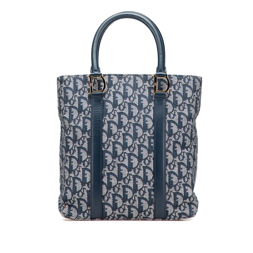 Christian Dior B Dior Blue Canvas Fabric Diorissimo Trotter Tote Italy