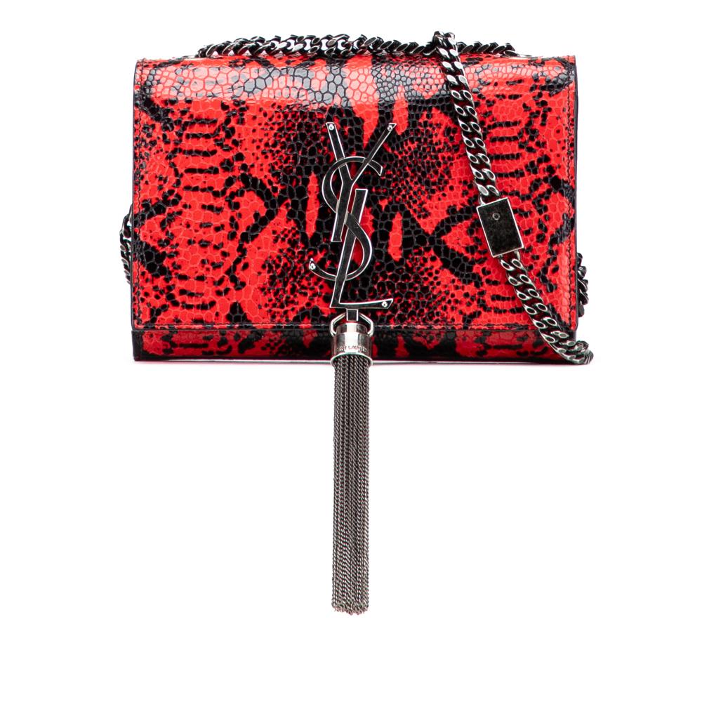 Saint Laurent B Saint Laurent Red Calf Leather Small Embossed skin Classic Monogram Kate Crossbody Italy