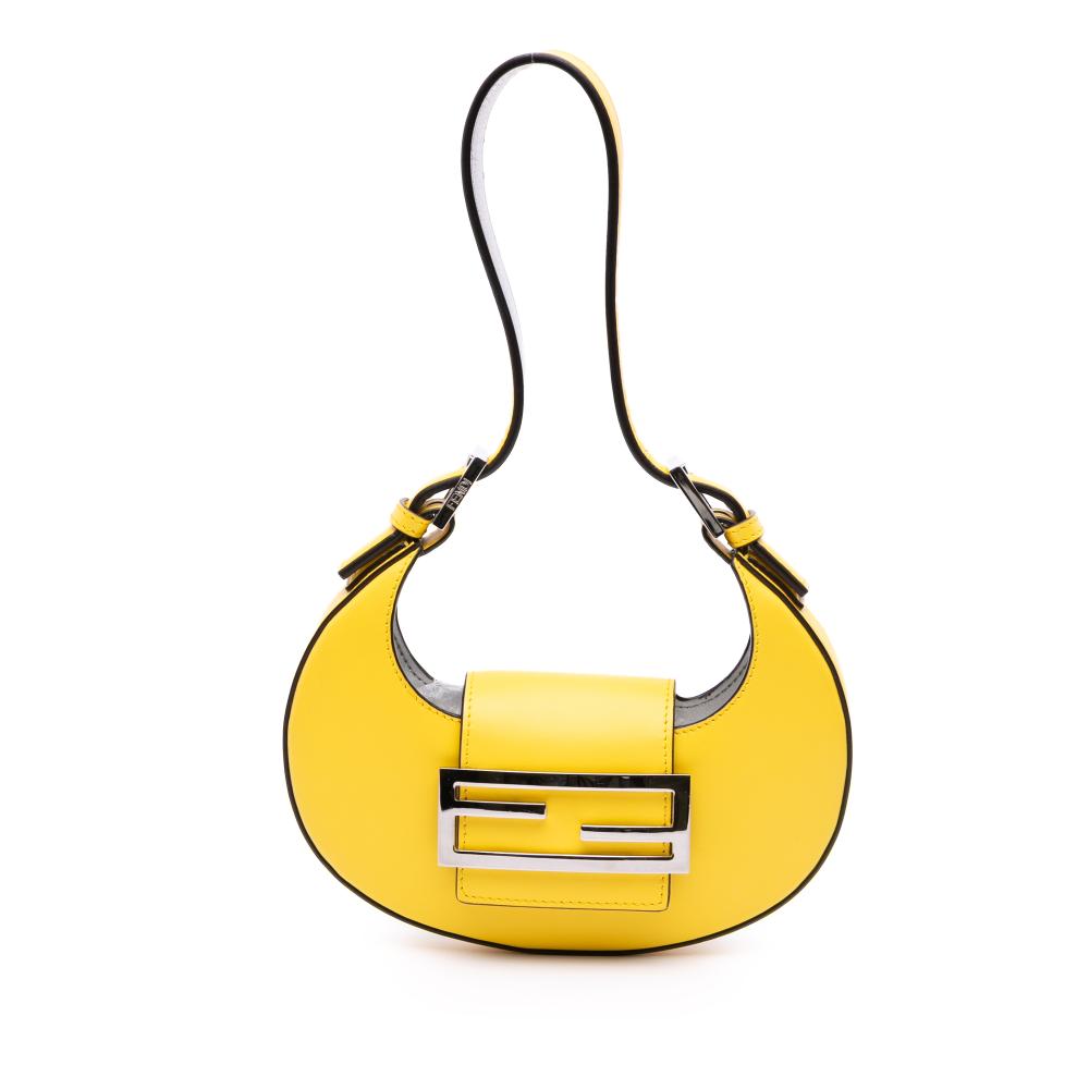 Fendi AB Fendi Yellow Calf Leather Mini Cookie Hobo Italy