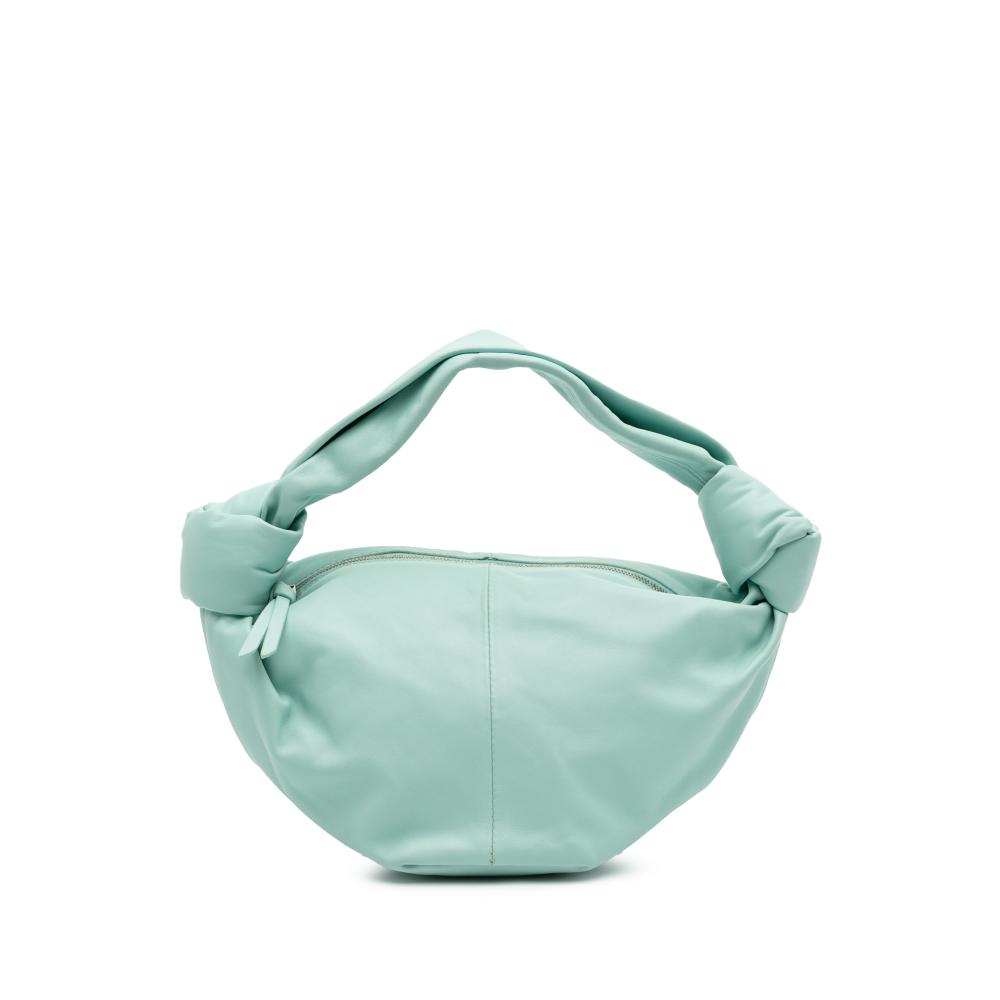 Bottega Veneta AB Bottega Veneta Blue Light Blue Calf Leather Mini skin Double Knot Bag Italy