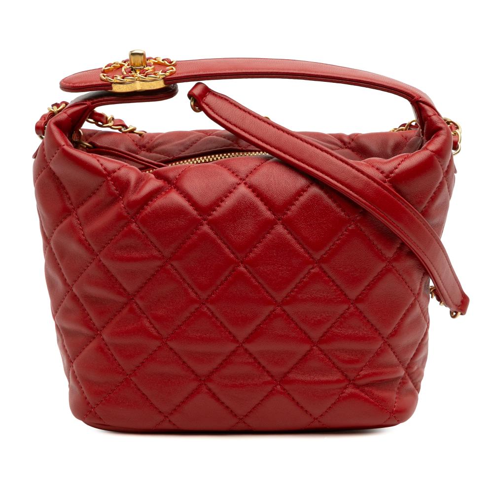 Chanel B Chanel Red Lambskin Leather Leather Small Quilted Lambskin Perfect Meeting Hobo Italy