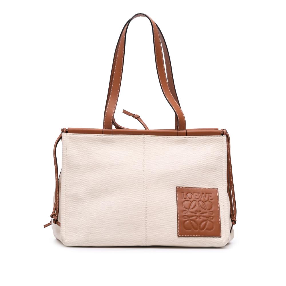 Loewe B LOEWE Brown Light Beige Canvas Fabric Large Cushion Tote Portugal