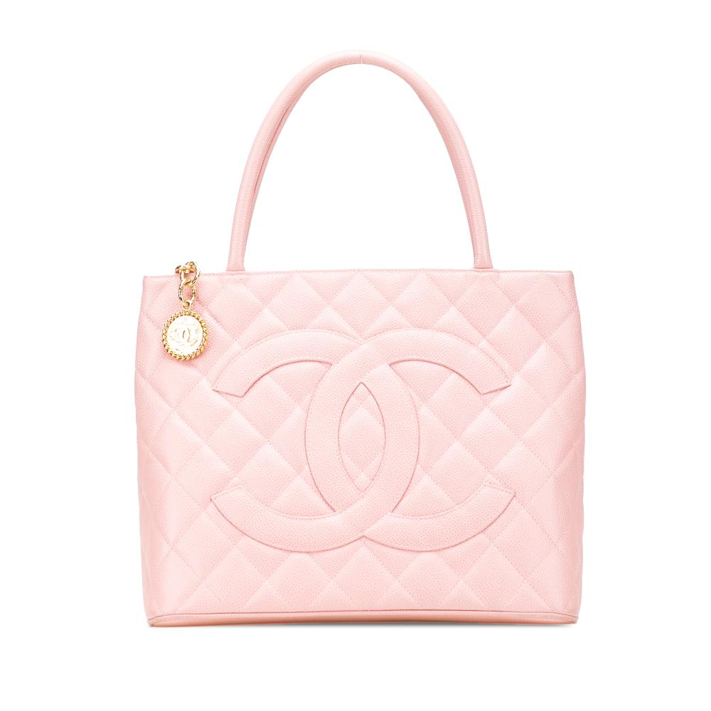 Chanel B Chanel Pink Caviar Leather Leather Caviar Medallion Tote France
