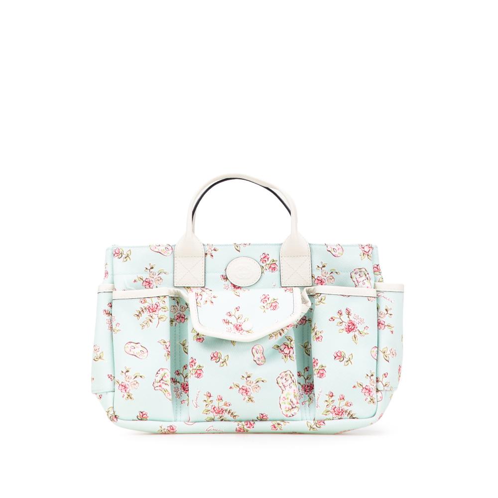 Gucci B Gucci Green Mint Canvas Fabric Small Floral Childrens Tote Italy