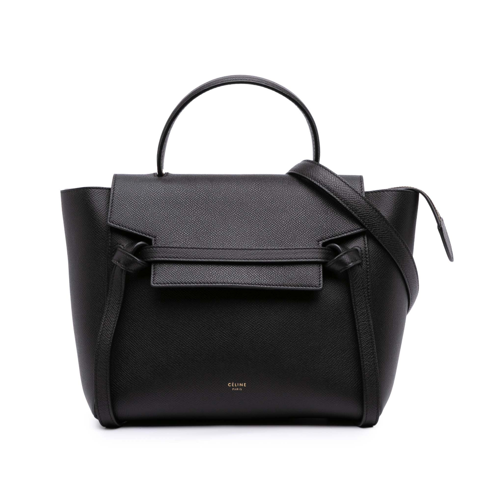 Celine Belt Bag Micro Grained Calfskin Leather 3-Ways Tote Bag Black