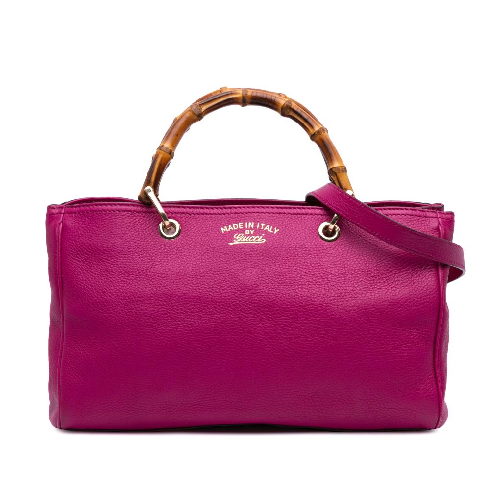 Gucci B Gucci Pink Hot Pink Calf Leather Medium skin Bamboo Shopper Satchel Italy