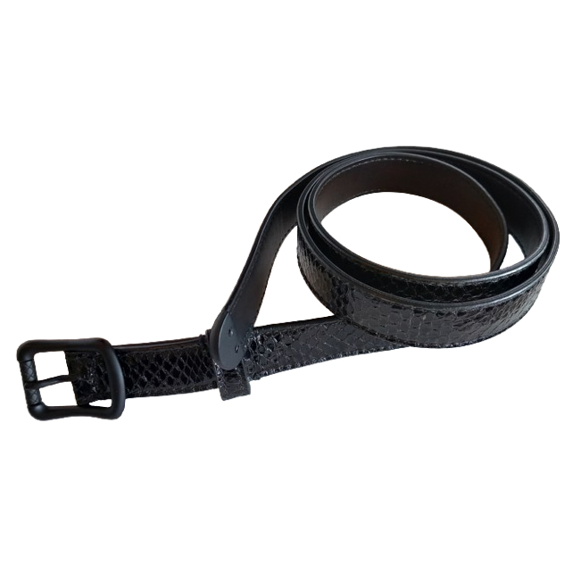 Bottega Veneta Ceinture Intrecciato en peau de serpent Noir/ Boucle mate noire