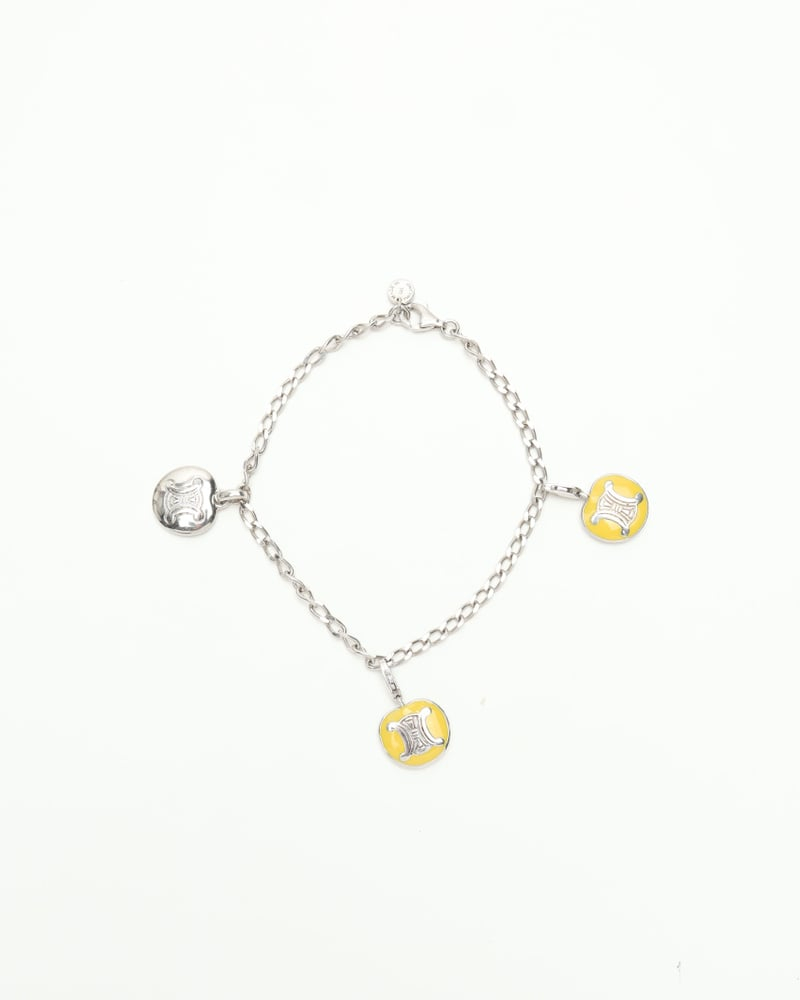 Celine Céline Silver Logo Charm Bracelet