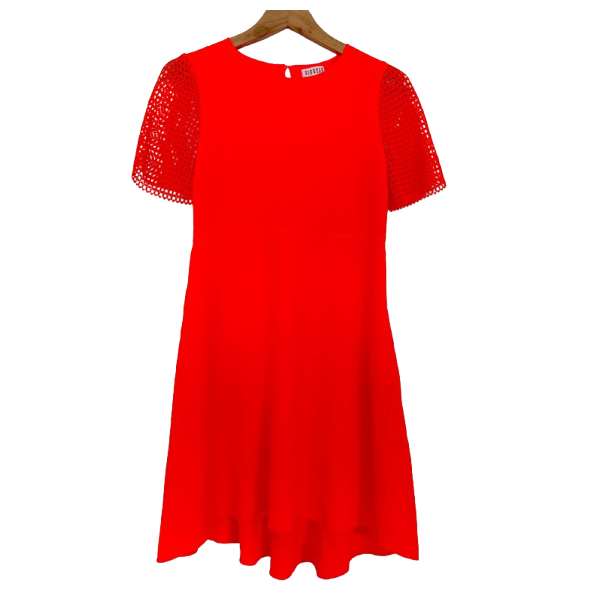 Claudie Pierlot Flashy orange dress with lace on sleeves