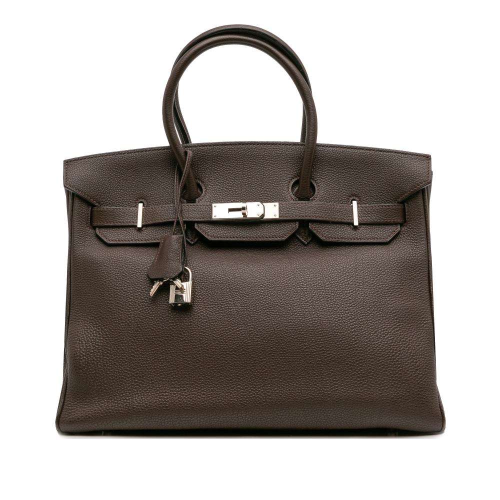 Hermès B Hermès Brown Dark Brown Calf Leather Togo Birkin Retourne 35 France