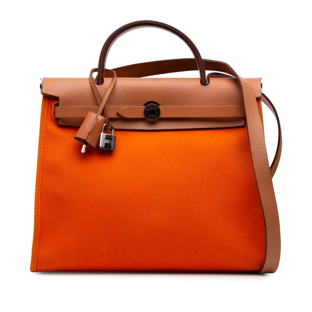 Hermès Herbag PM Canvas 1 Pouch Top-Handle Handbag Orange