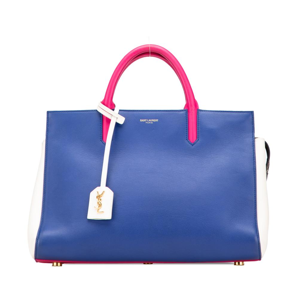 Saint Laurent B Saint Laurent Blue Calf Leather Medium Smooth Tricolor skin Cabas Rive Gauche Satchel Italy