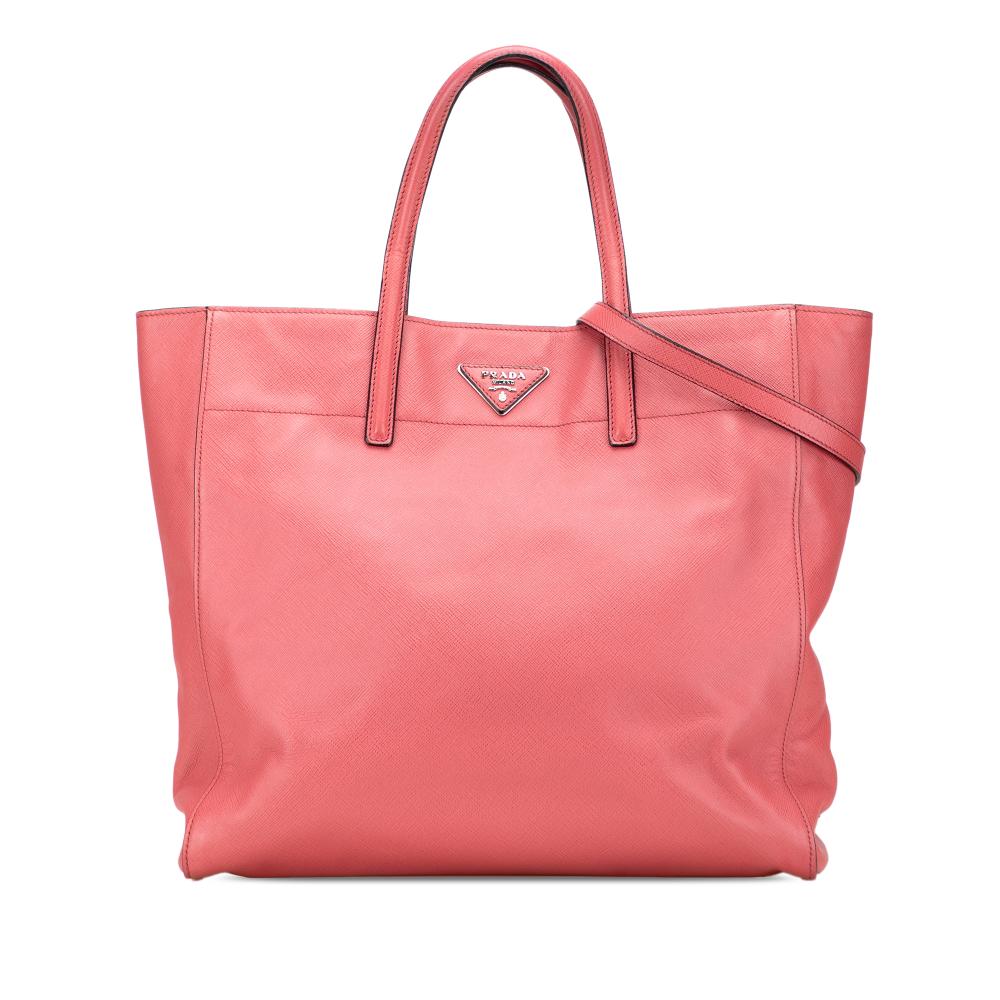 Prada B Prada Pink Salmon Saffiano Leather Soft Tote Italy